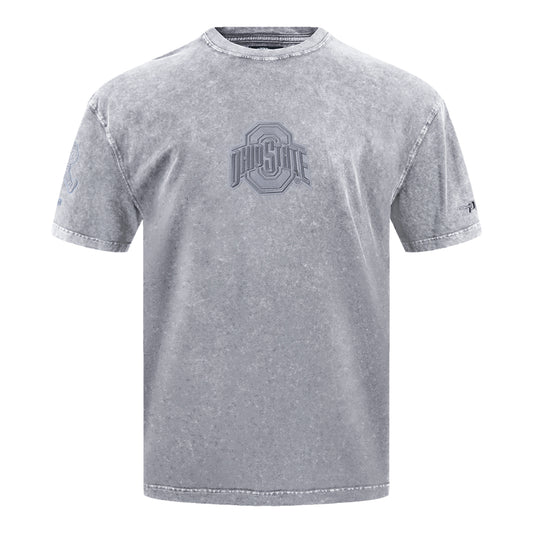 Ohio State Buckeyes Prostandard Washed Block O T-Shirt In Gray - Front Side View
