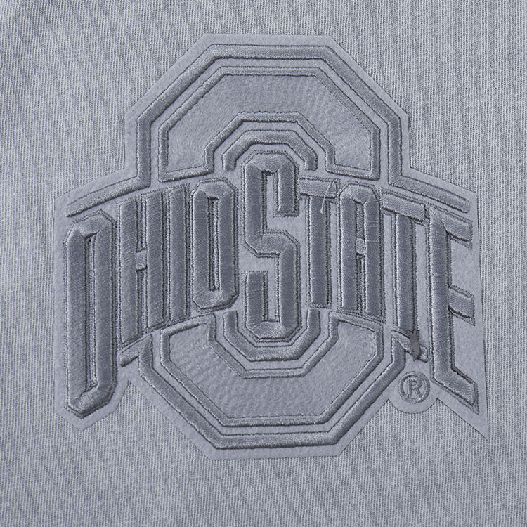 Ohio State Buckeyes Prostandard Washed Block O T-Shirt In Gray - OSU Logo Patch View