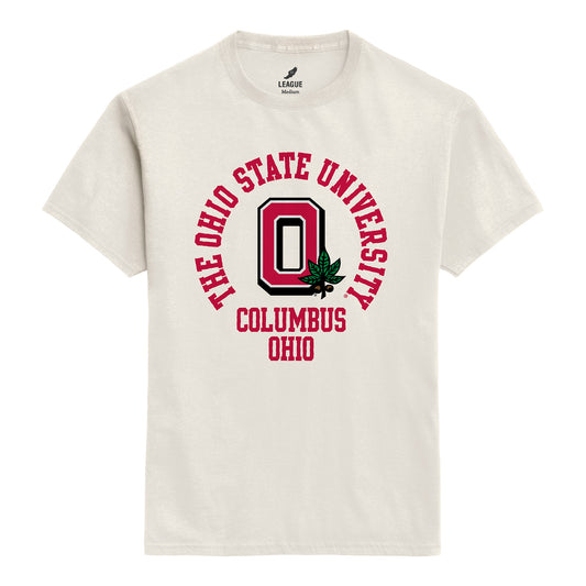 Ohio State Buckeyes L2 Brands Retro Gym Class T-Shirt In Cream - Front View