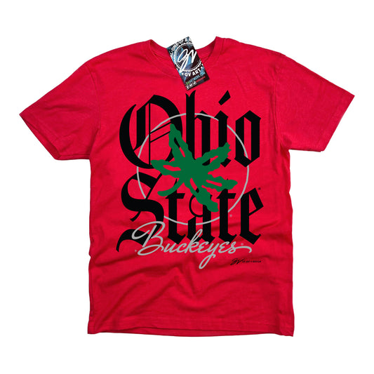 Ohio State Buckeyes GV Art & Design Old English T-Shirt In Red - Front View