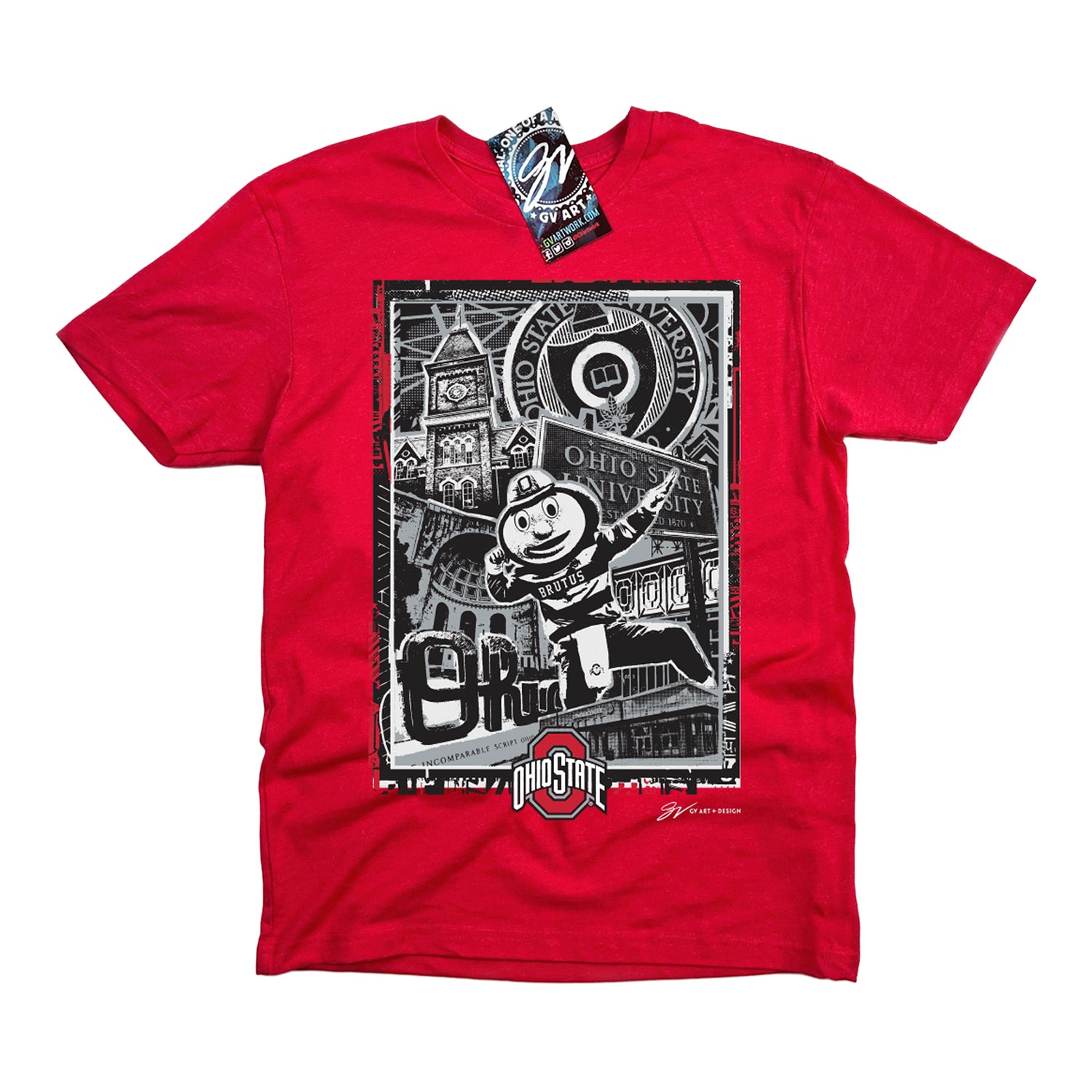 Ohio State Buckeyes GV Art & Design Buckeyes Collage T-Shirt In Red - Front View