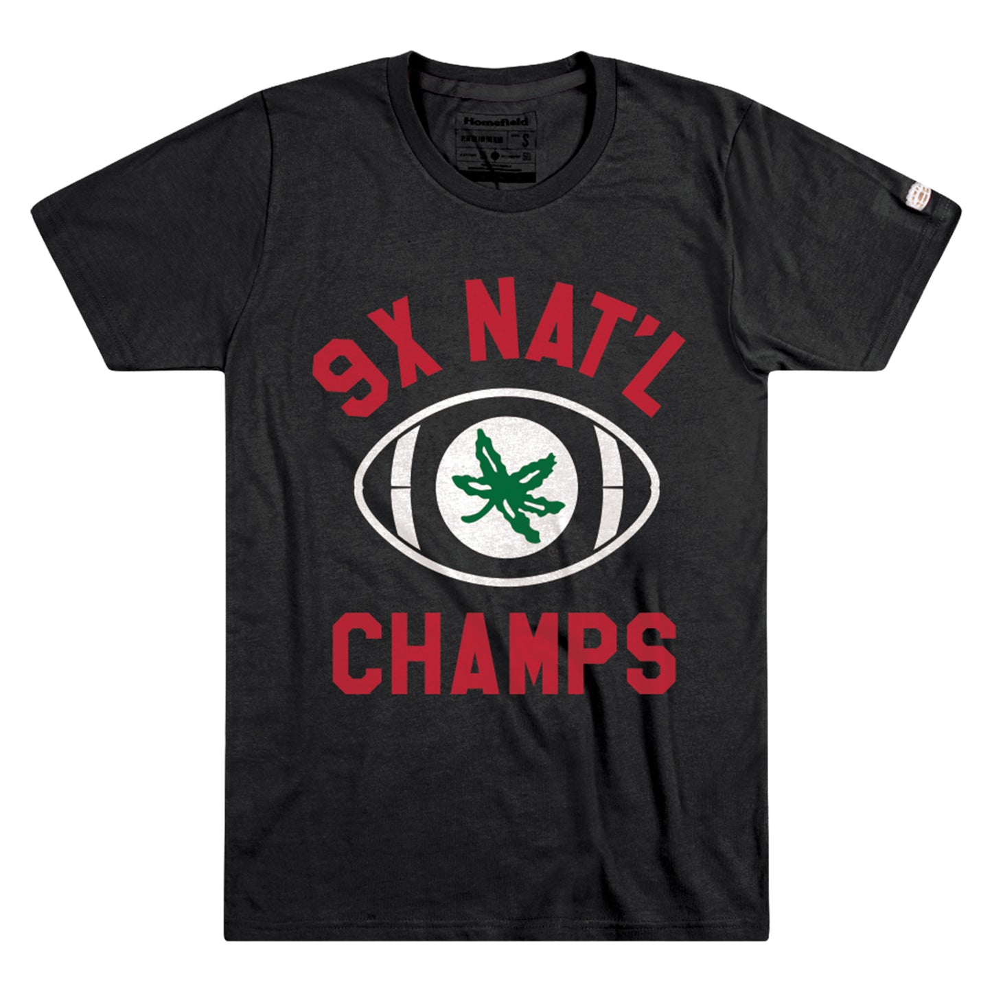 Ohio State Buckeyes Homefield 9x National Champs T-Shirt In Black - Front View