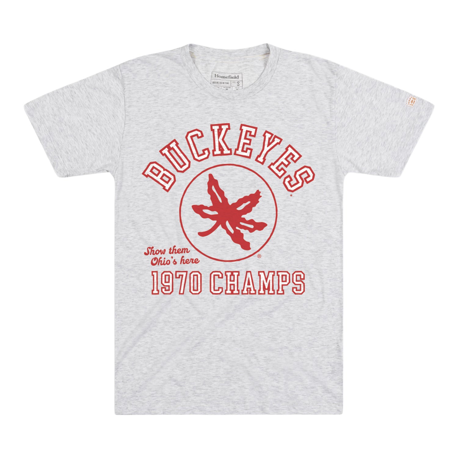 Ohio State Buckeyes Homefield 70s Buckeye Leaf T-Shirt In White - Front View