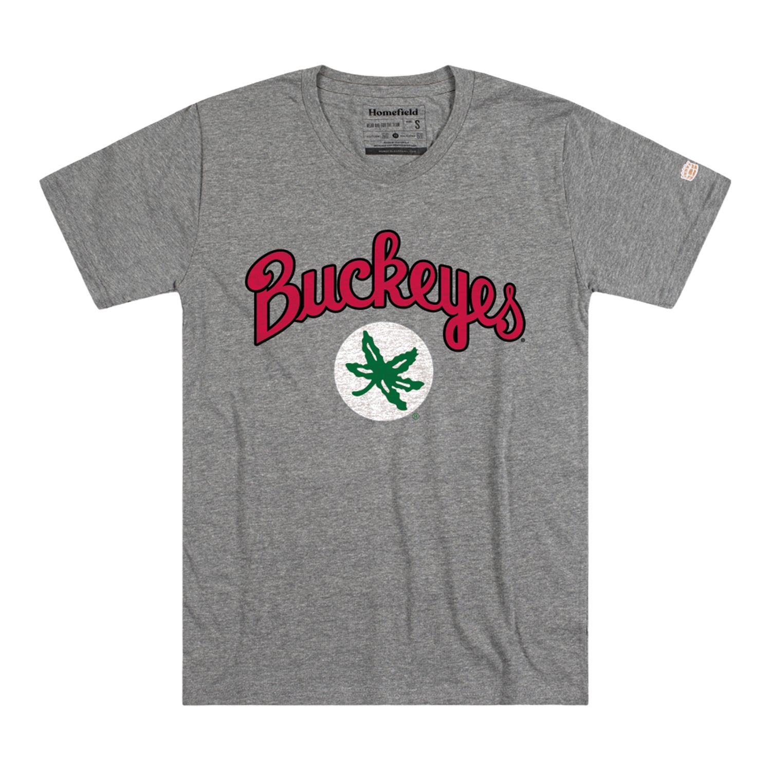 Ohio State Buckeyes Homefield Script Buckeyes T-Shirt In Gray - Front View