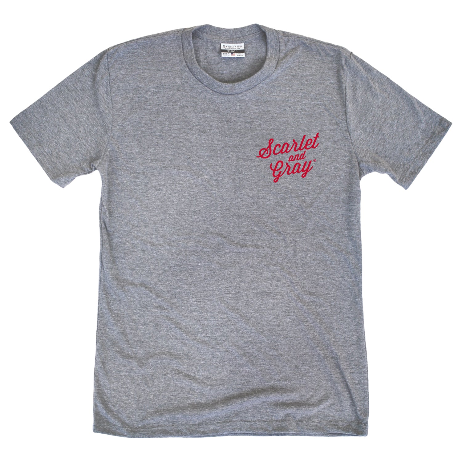 Ohio State Buckeyes Where I'm From Scarlet & Gray Flag T-Shirt In Gray - Front View