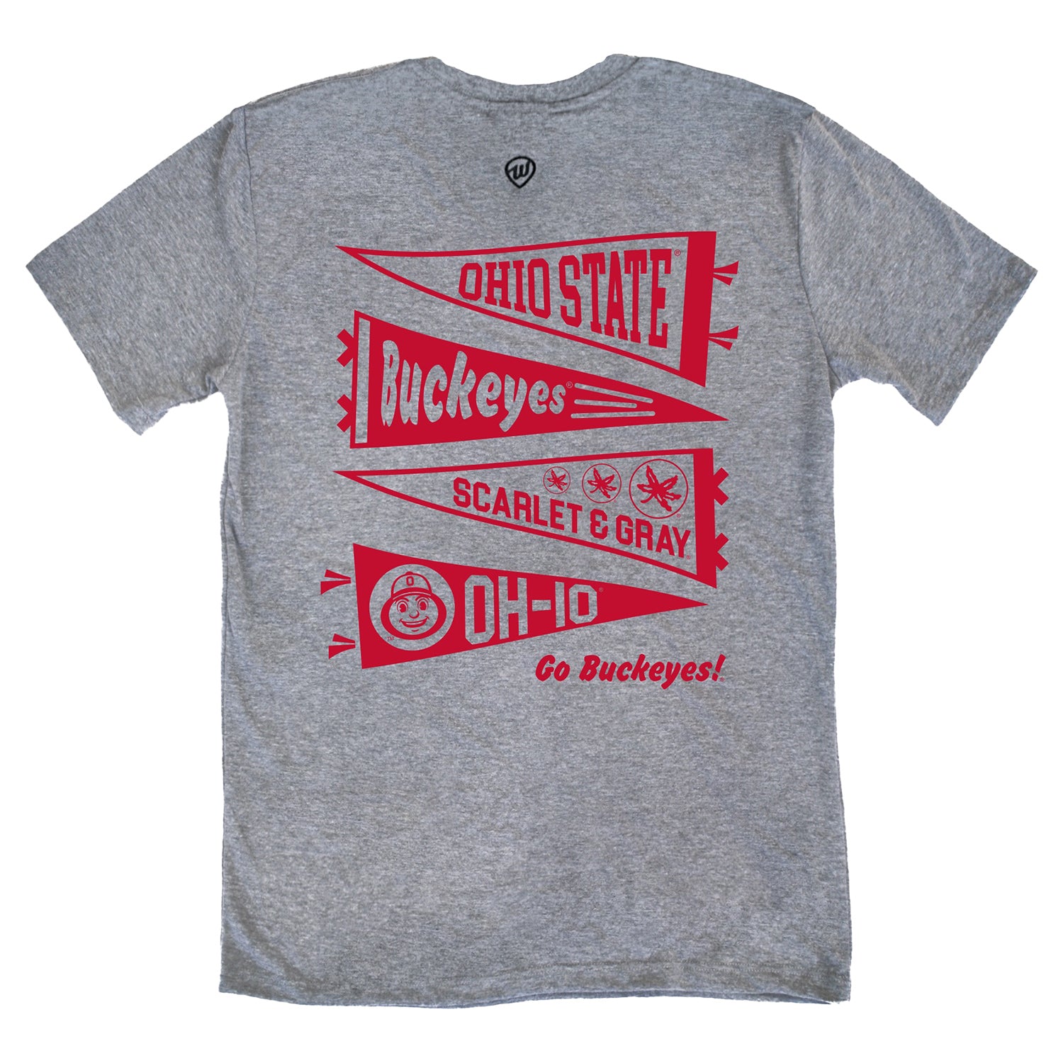 Ohio State Buckeyes Where I'm From Scarlet & Gray Flag T-Shirt In Gray - Back View