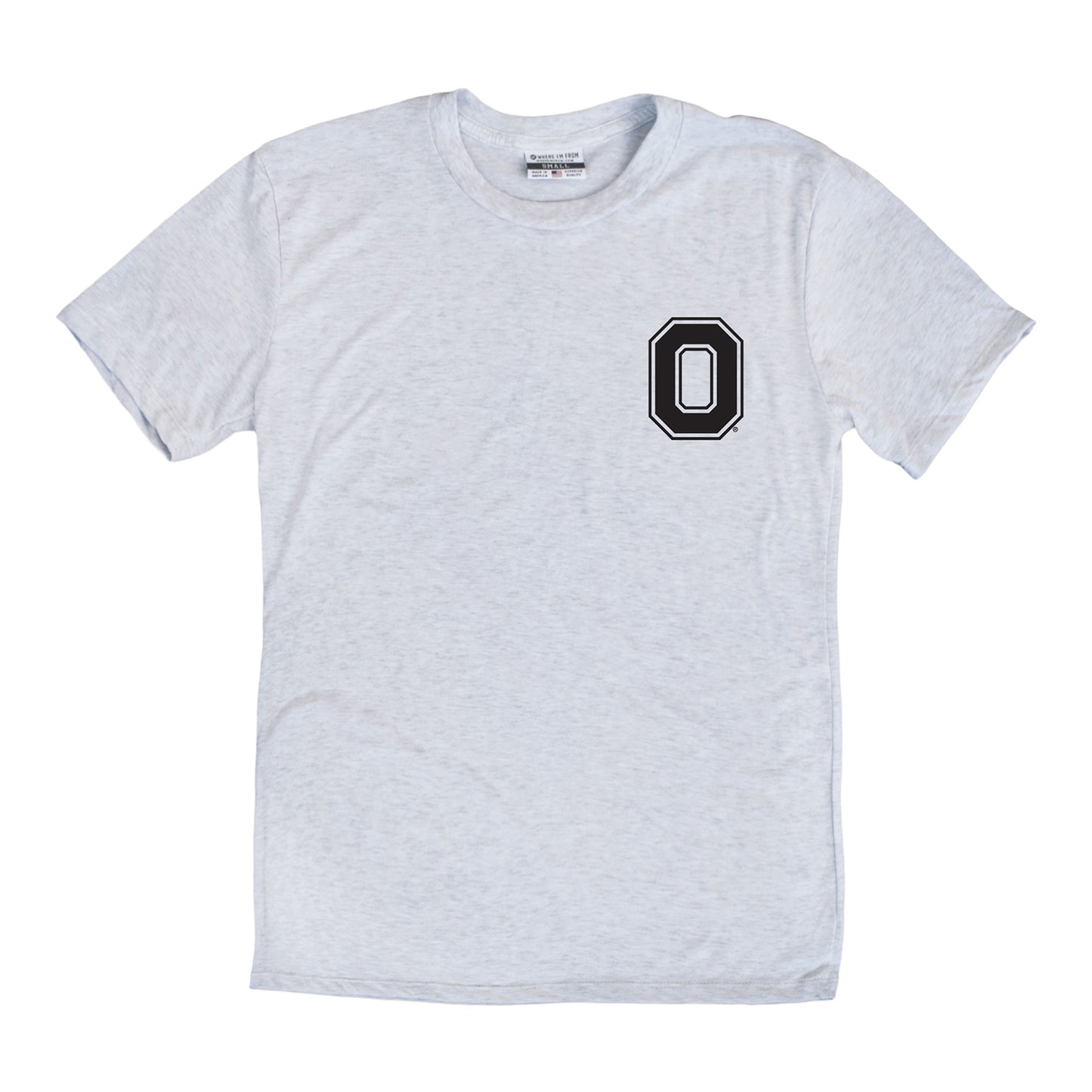Ohio State Buckeyes Our Honor Defend Distressed Flag Tee In Gray - Front View