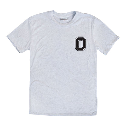 Ohio State Buckeyes Our Honor Defend Distressed Flag Tee In Gray - Front View