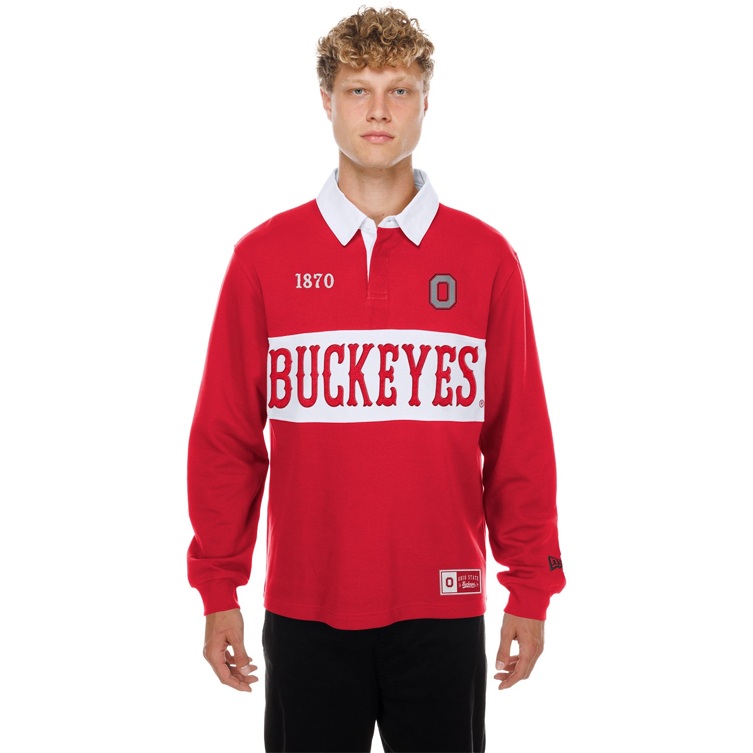 Ohio State Buckeyes New Era Colorblock Rugby T-Shirt - Front