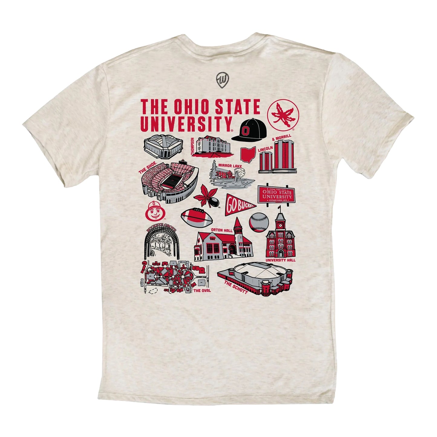 Ohio State Buckeyes Campus Icons Oatmeal T-Shirt - Back View
