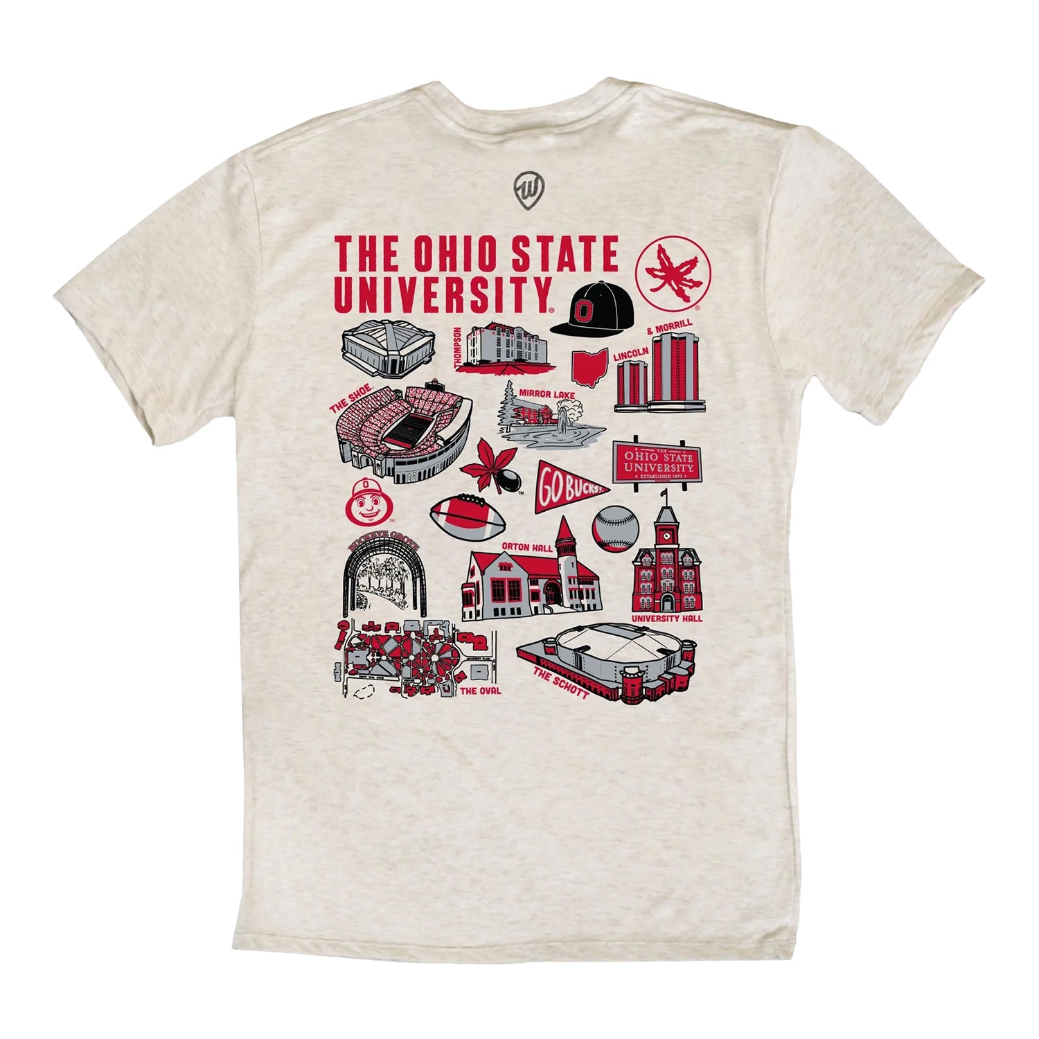 Ohio State Buckeyes Campus Icons Oatmeal T-Shirt - Back View