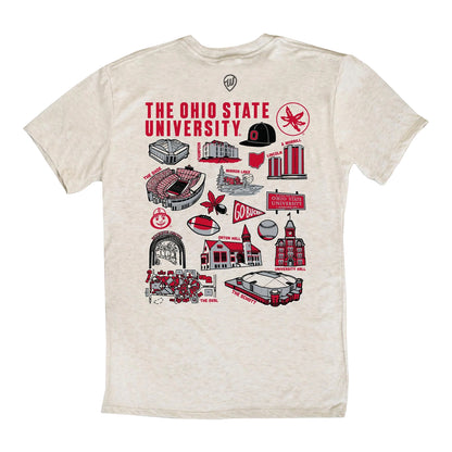 Ohio State Buckeyes Campus Icons Oatmeal T-Shirt - Back View