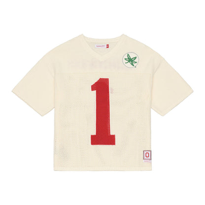 Ladies Ohio State Buckeyes M&N Retro Sweater Jersey - Front View