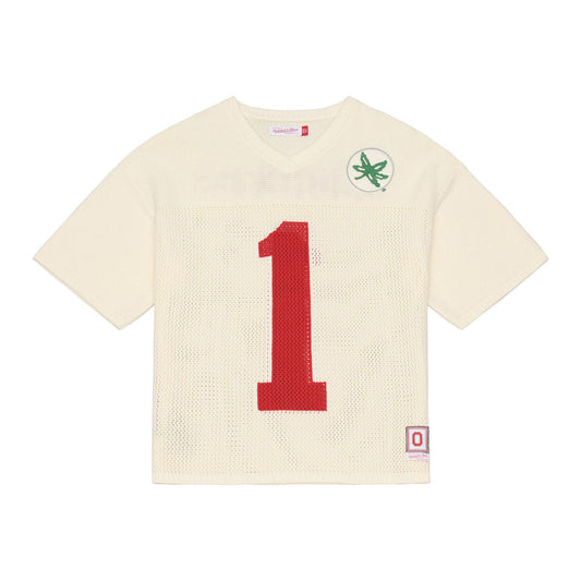 Ladies Ohio State Buckeyes M&N Retro Sweater Jersey - Front View