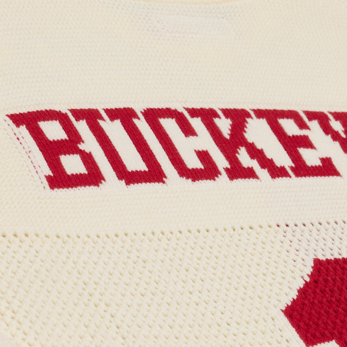 Ladies Ohio State Buckeyes M&N Retro Sweater Jersey - Back Close up view