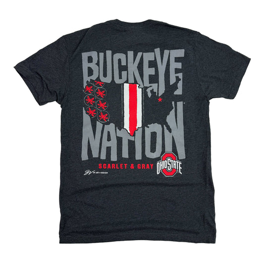 Ohio State Buckeyes Buckeye Nation Stripe Tee - Back View