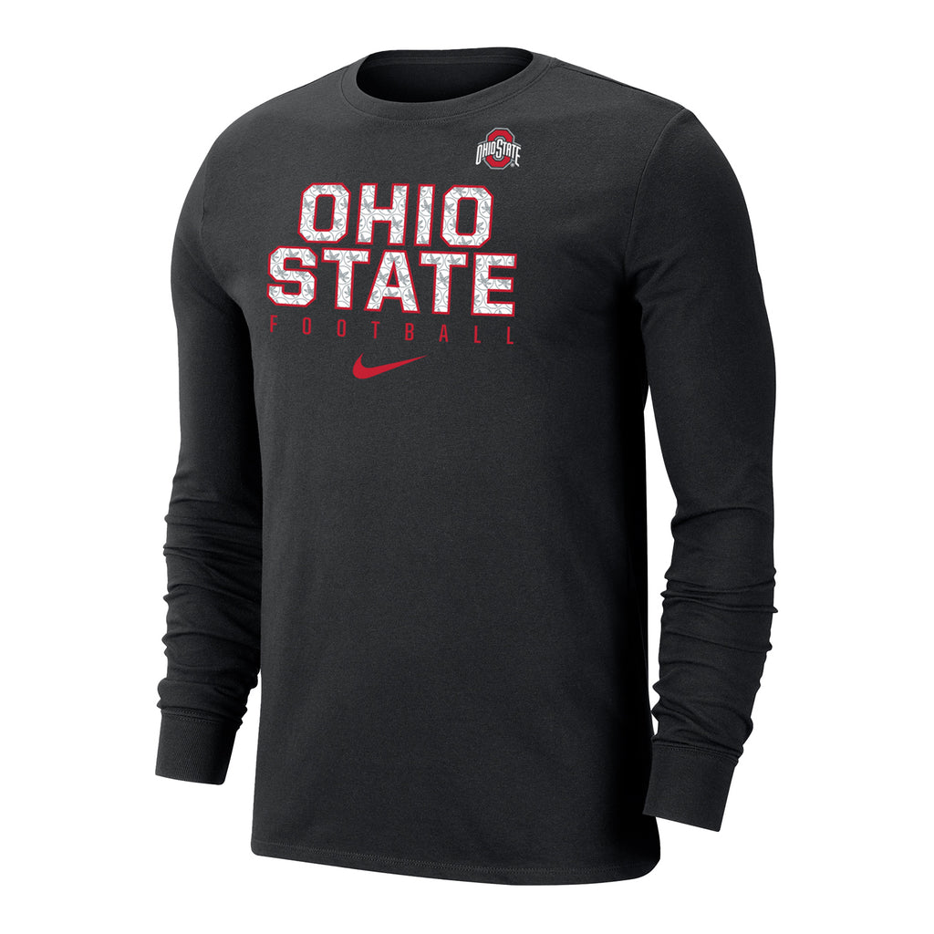 Ohio State Buckeyes Nike Buckeye Leaf Football Long Sleeve Black T-Shi ...