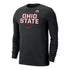 Ohio State Buckeyes Nike Buckeye Leaf Football Long Sleeve Black T-Shirt - In Black - Front View