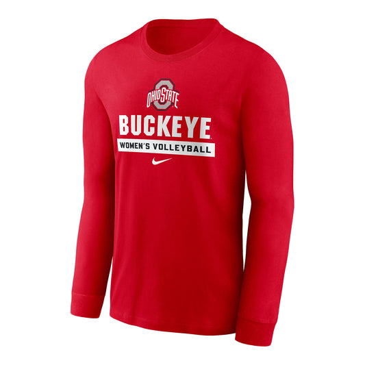 Ohio State Buckeyes Nike Volleyball Scarlet Long Sleeve T-Shirt - Front View