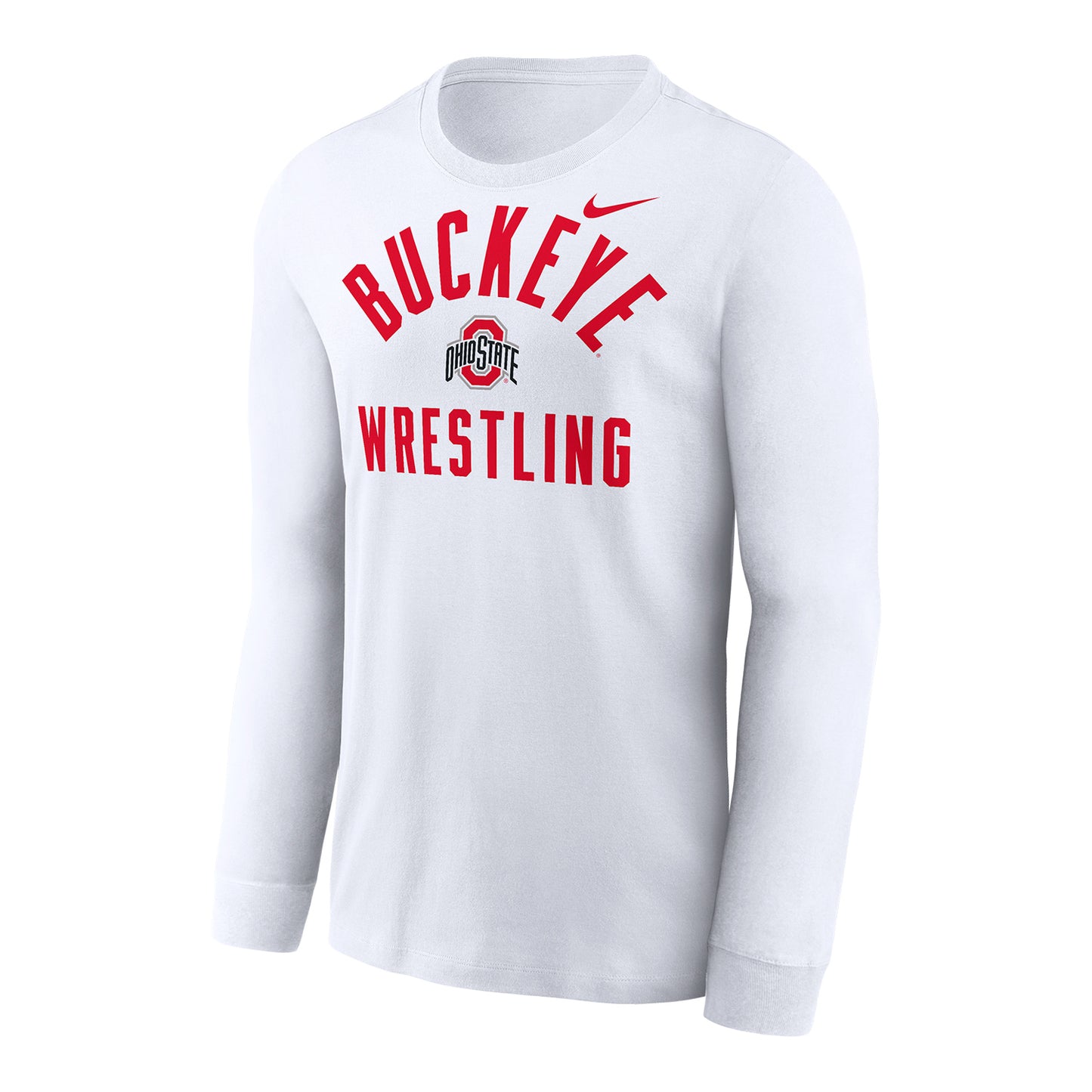 Ohio State Buckeyes Nike Momentum Wrestling Long Sleeve White T-Shirt - Front View