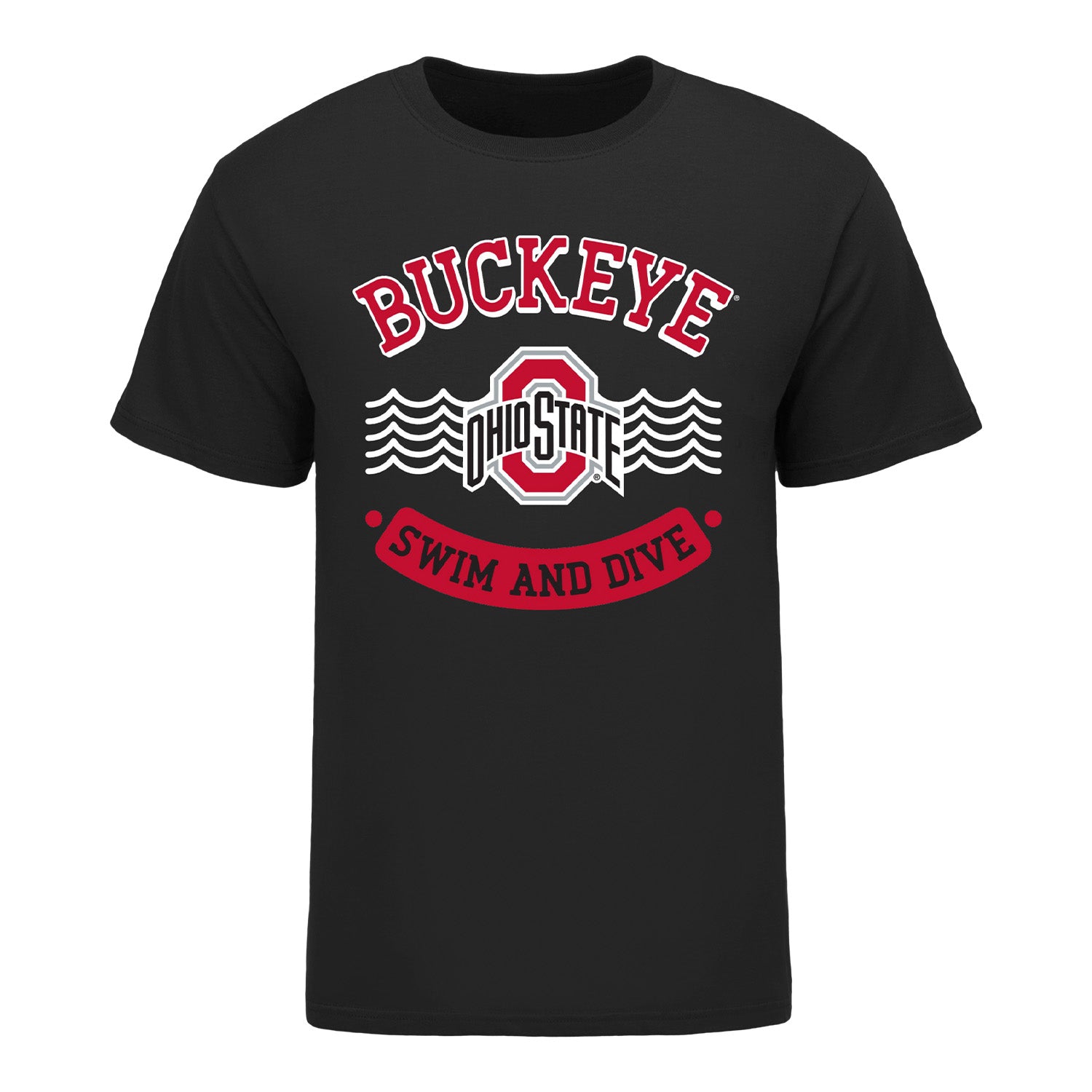 Ohio State Buckeyes Swim & Dive Black T-Shirt - Front View
