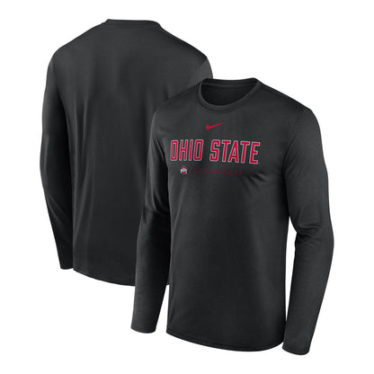 Ohio State Buckeyes Nike Legends Long Sleeve Shooting Shirt In Black - Front & Back View