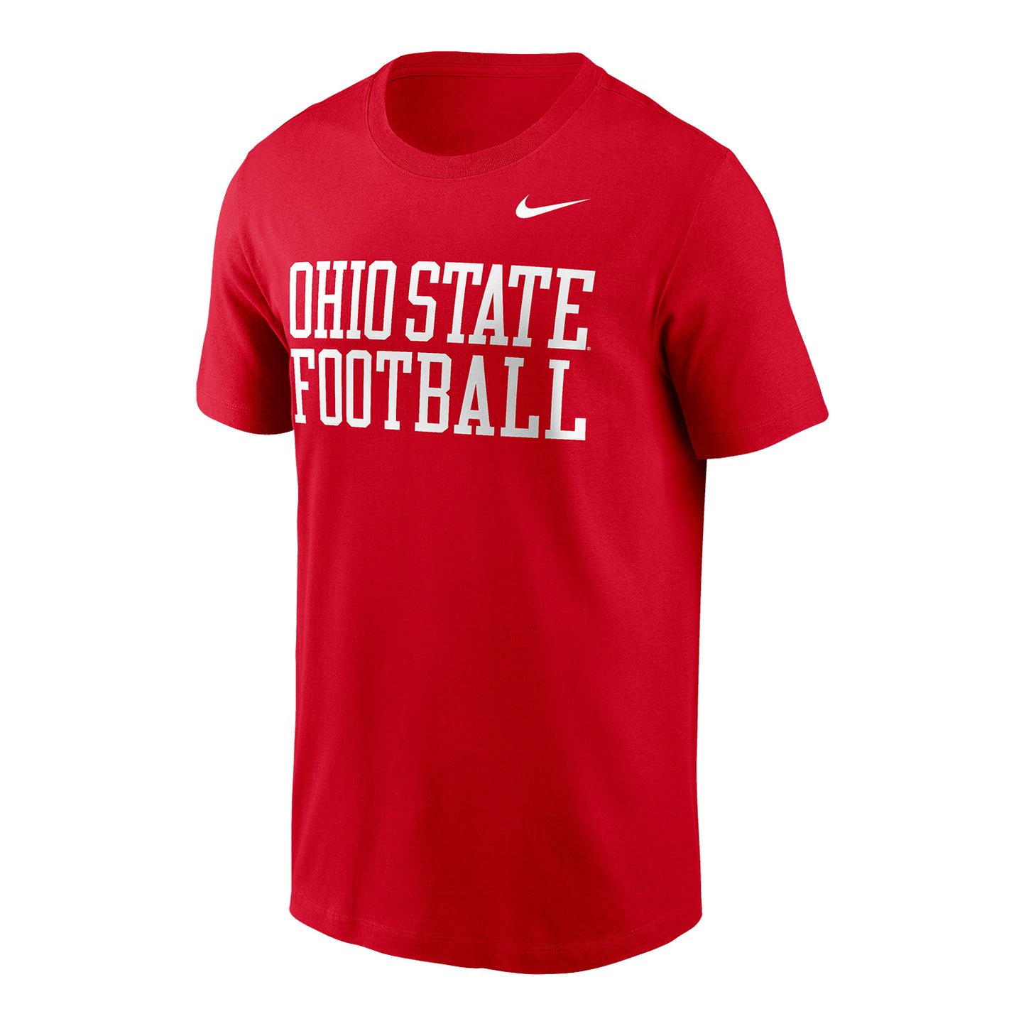 Ohio State Buckeyes Nike Football Wordmark T-Shirt In Scarlet - Front View