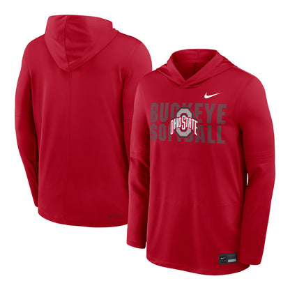 Ohio State Buckeyes Nike Softball Hooded Longsleeve - Front and Back