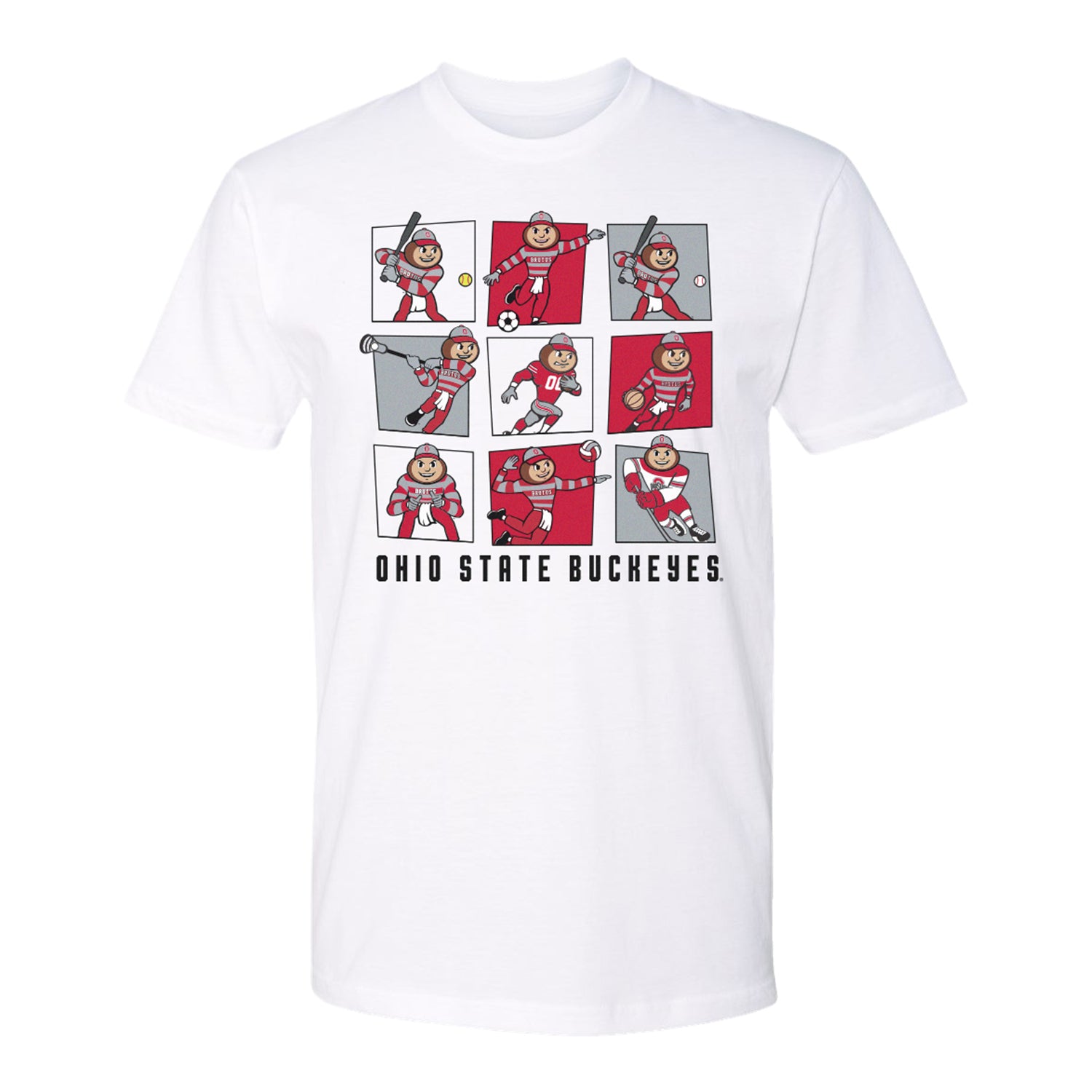 Ohio State Buckeyes Sporty Brutus T-Shirt In White - Front View