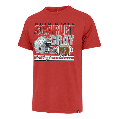 Ohio State Buckeyes 47 Brand Scarlet & Gray Football T-Shirt - Front View