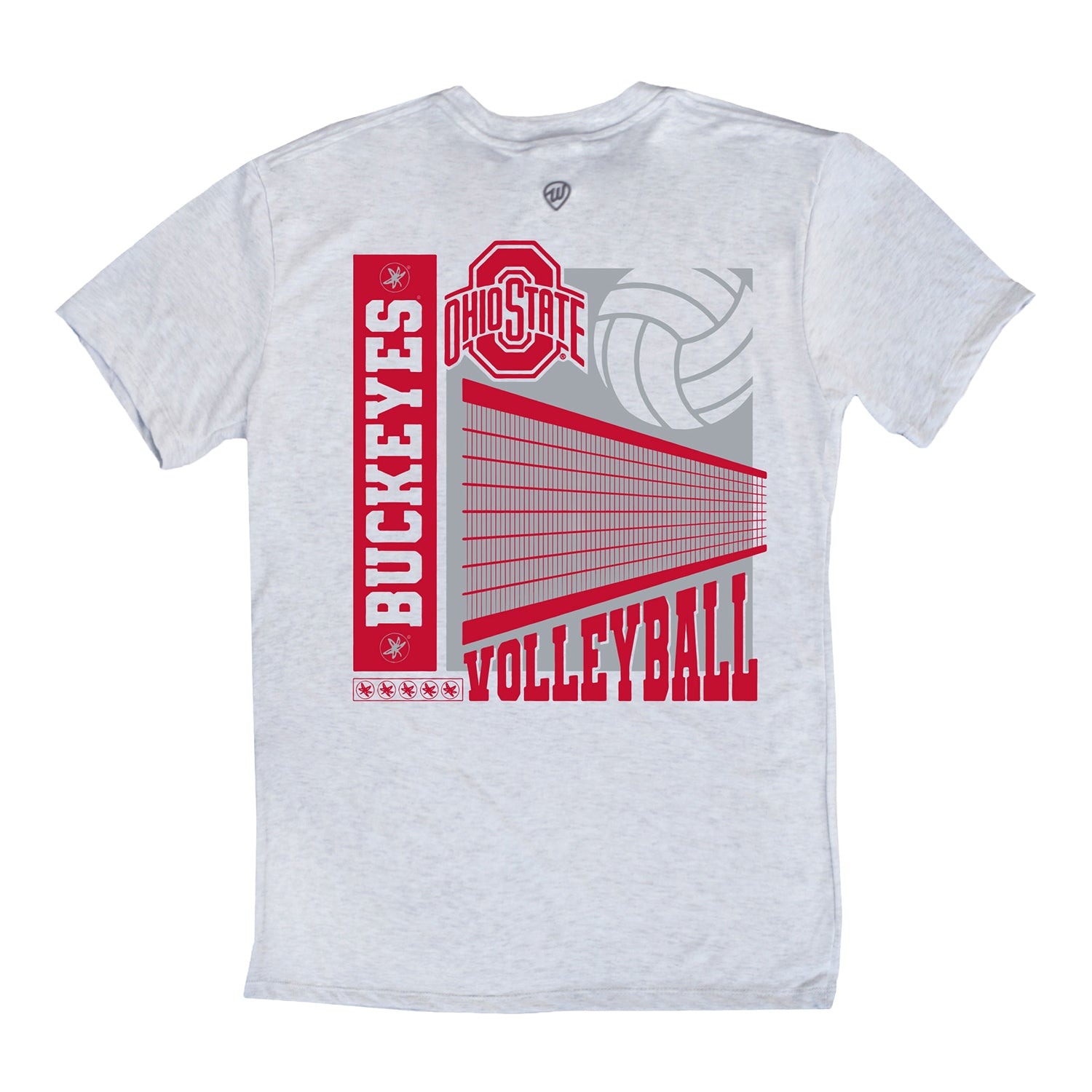 Ohio State Buckeyes Where I'm From Primary Logo Volleyball Net T-Shirt In Gray - Back View