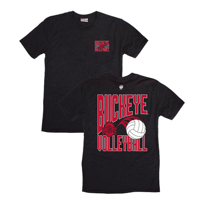 Ohio State Buckeyes Volleyball Spike T-Shirt In Black - Front & Back View