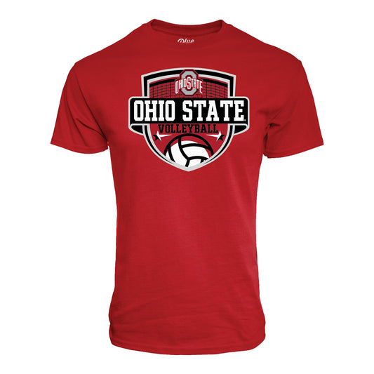 Ohio State Buckeyes Volleyball Shield T-Shirt In Scarlet - Front View