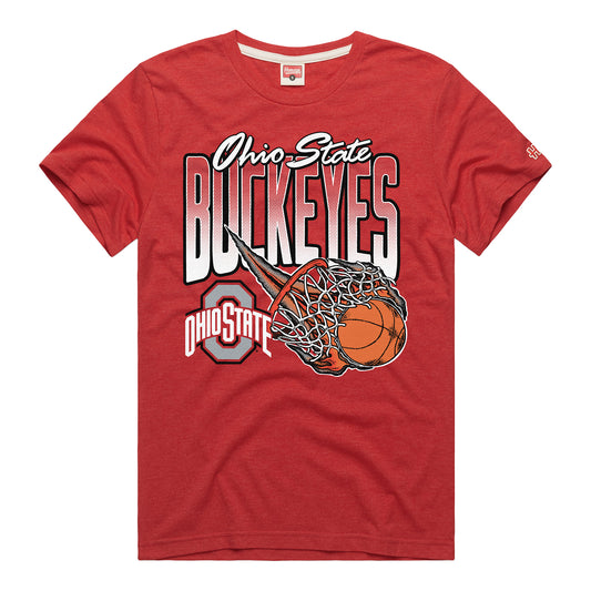 Ohio State Buckeyes Basketball Homage Net T-Shirt In Scarlet - Front View