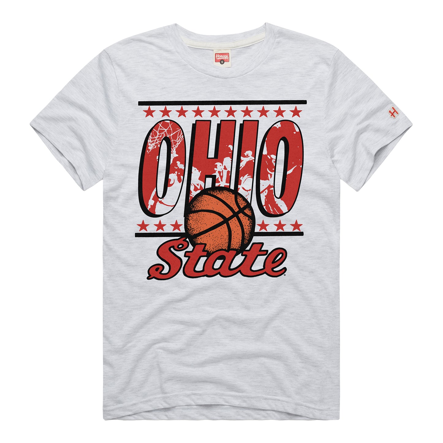 Ohio State Buckeyes Basketball Homage Court T-Shirt In White - Front View