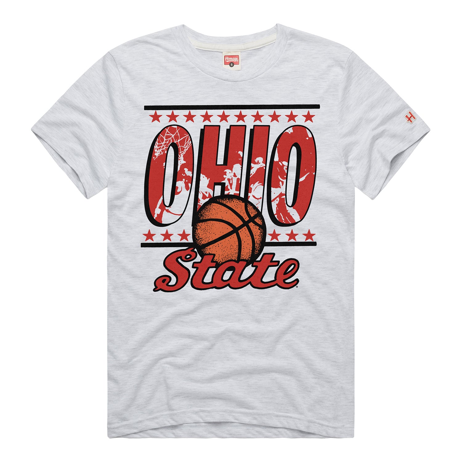 Ohio State Buckeyes Basketball Homage Court T-Shirt In White - Front View