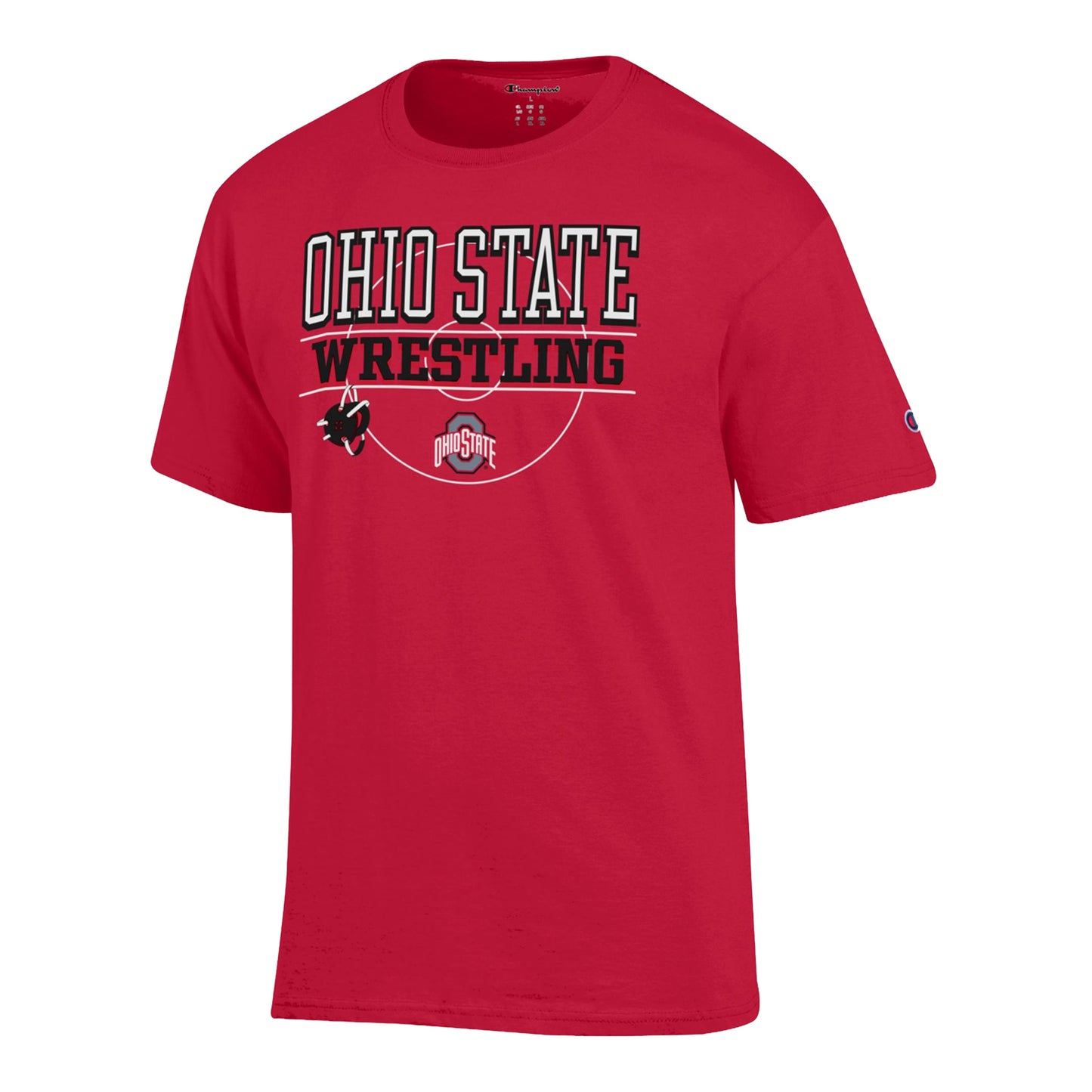 Ohio State Buckeyes Wrestling Champion Wordmark T-Shirt In Scarlet - Front View
