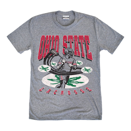 Ohio State Buckeyes Lacrosse Helmet Sticker T-Shirt - Front View