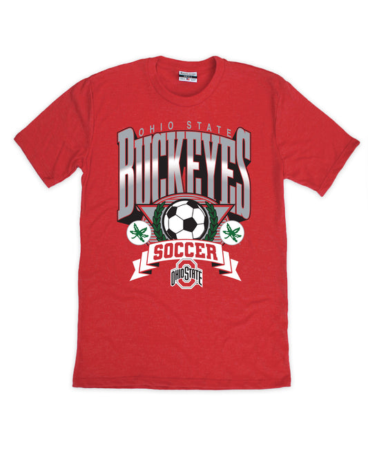 Ohio State Buckeyes Red Soccer Laurel Wreath Tee - Front View
