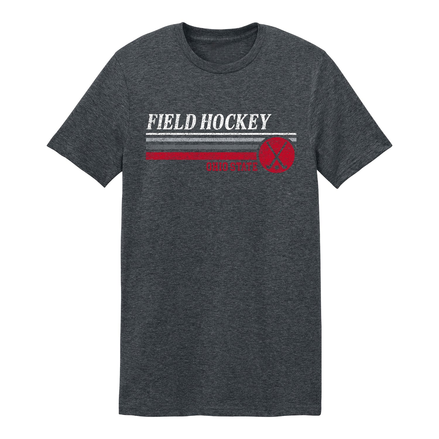 Ohio State Buckeyes Field Hockey Gray Crossed Sticks Tee - Front