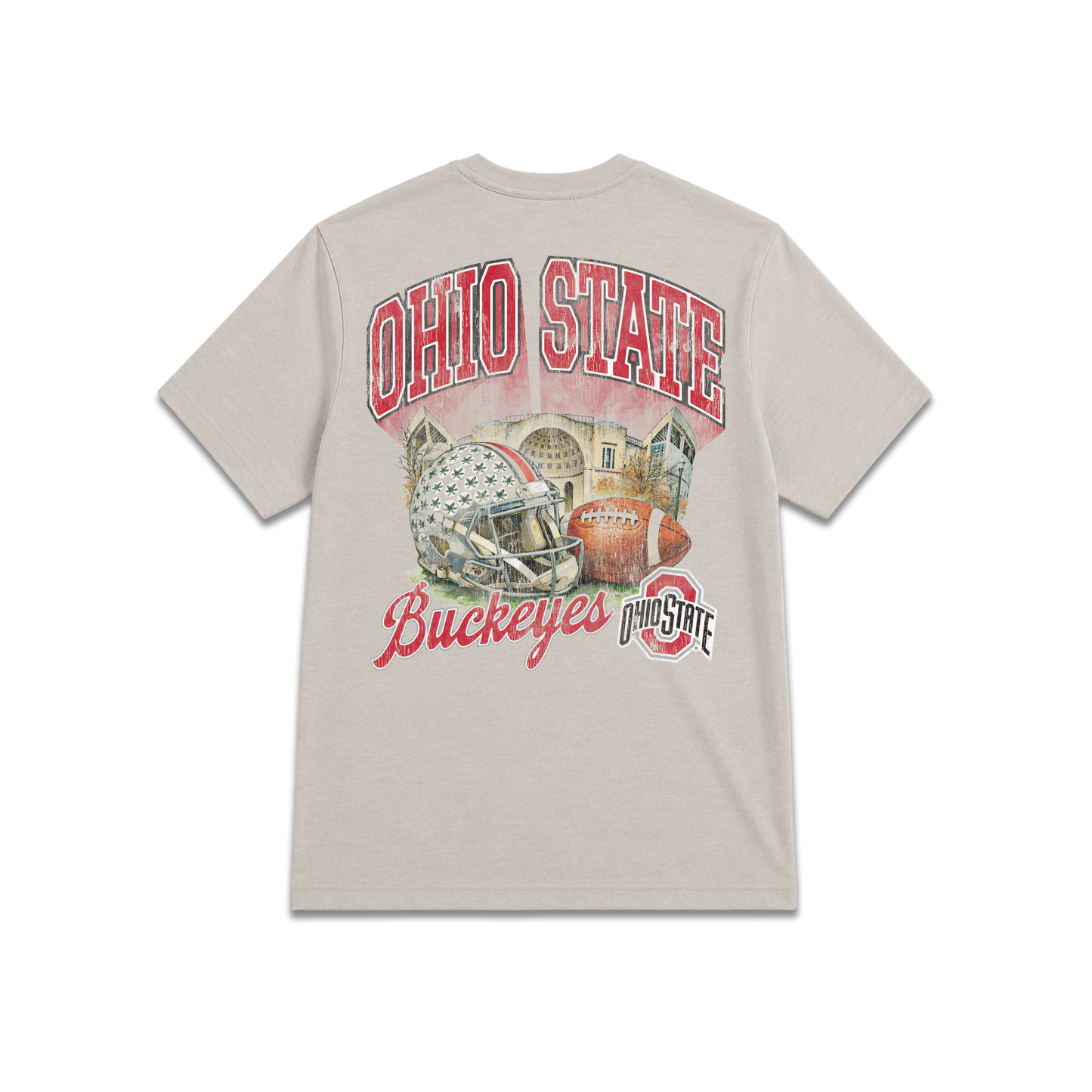 Ohio State Buckeyes Distressed Vintage Football T-Shirt - Back View