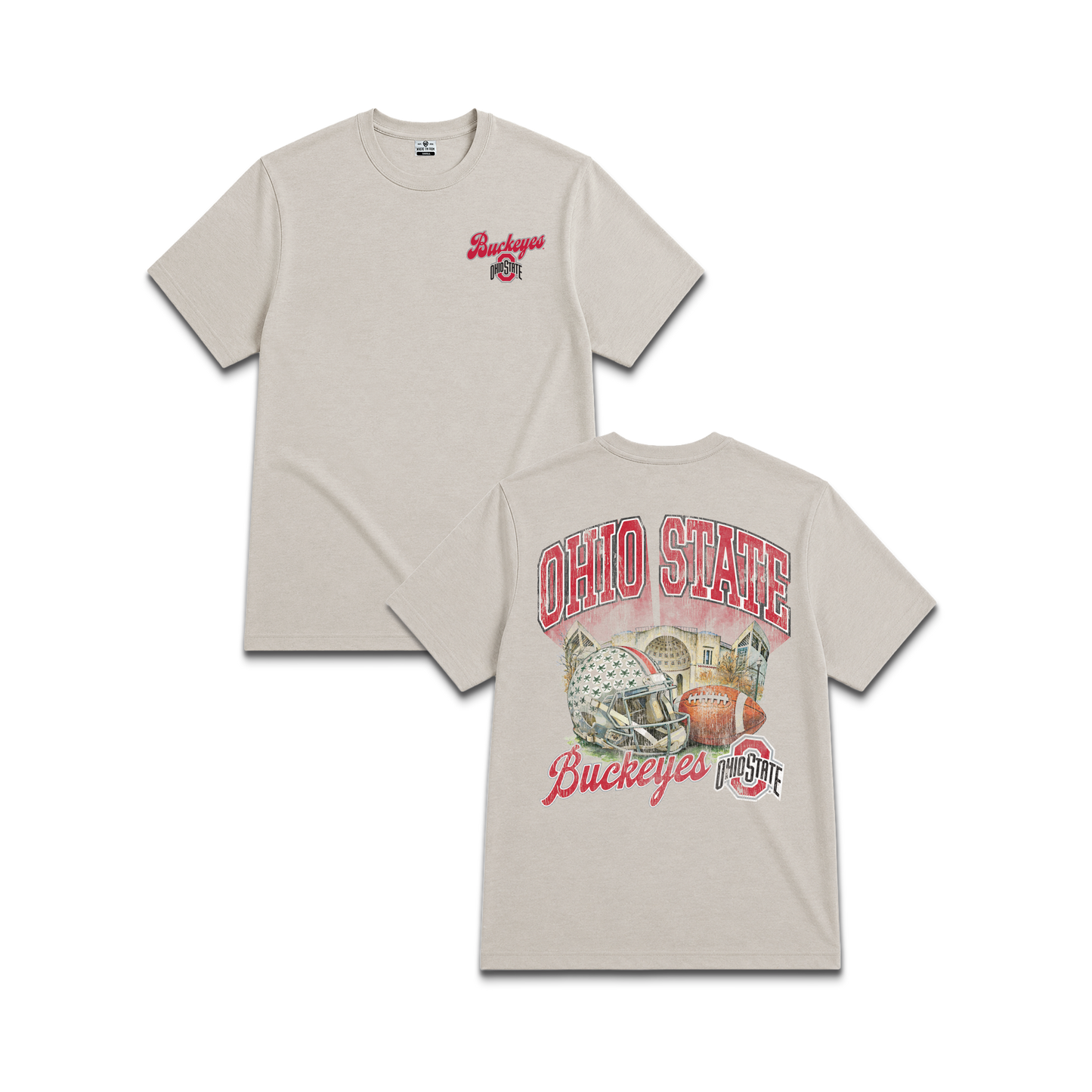 Ohio State Buckeyes Distressed Vintage Football T-Shirt - Full View
