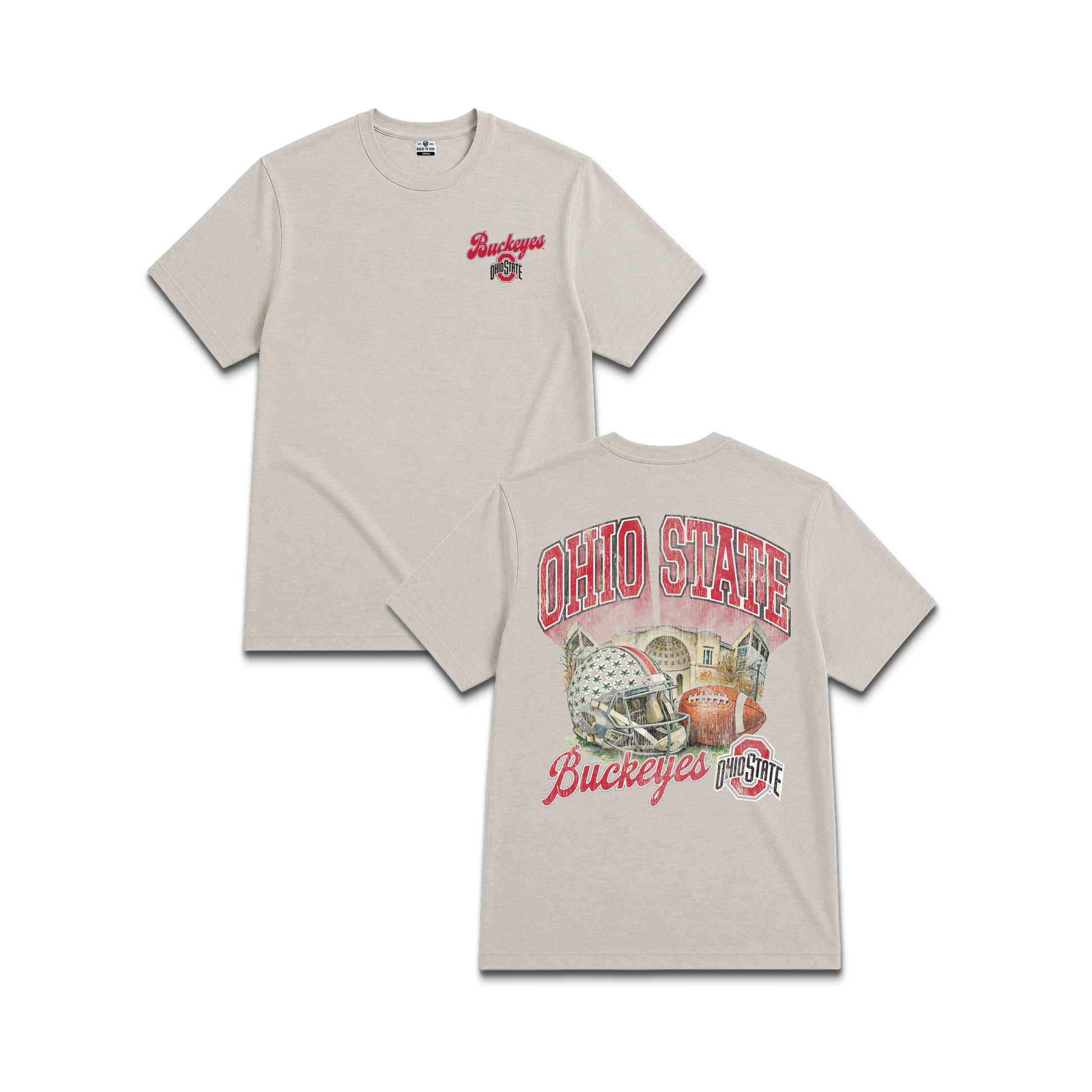 Ohio State Buckeyes Distressed Vintage Football T-Shirt - Full View
