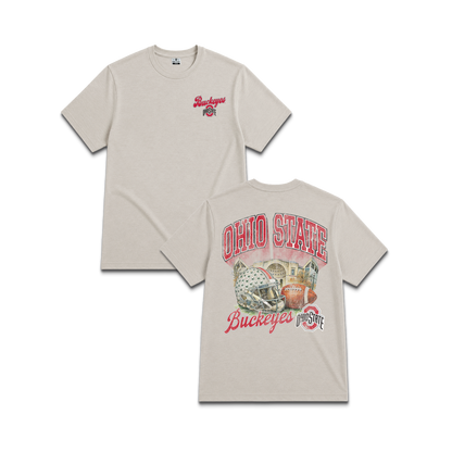 Ohio State Buckeyes Distressed Vintage Football T-Shirt - Full View