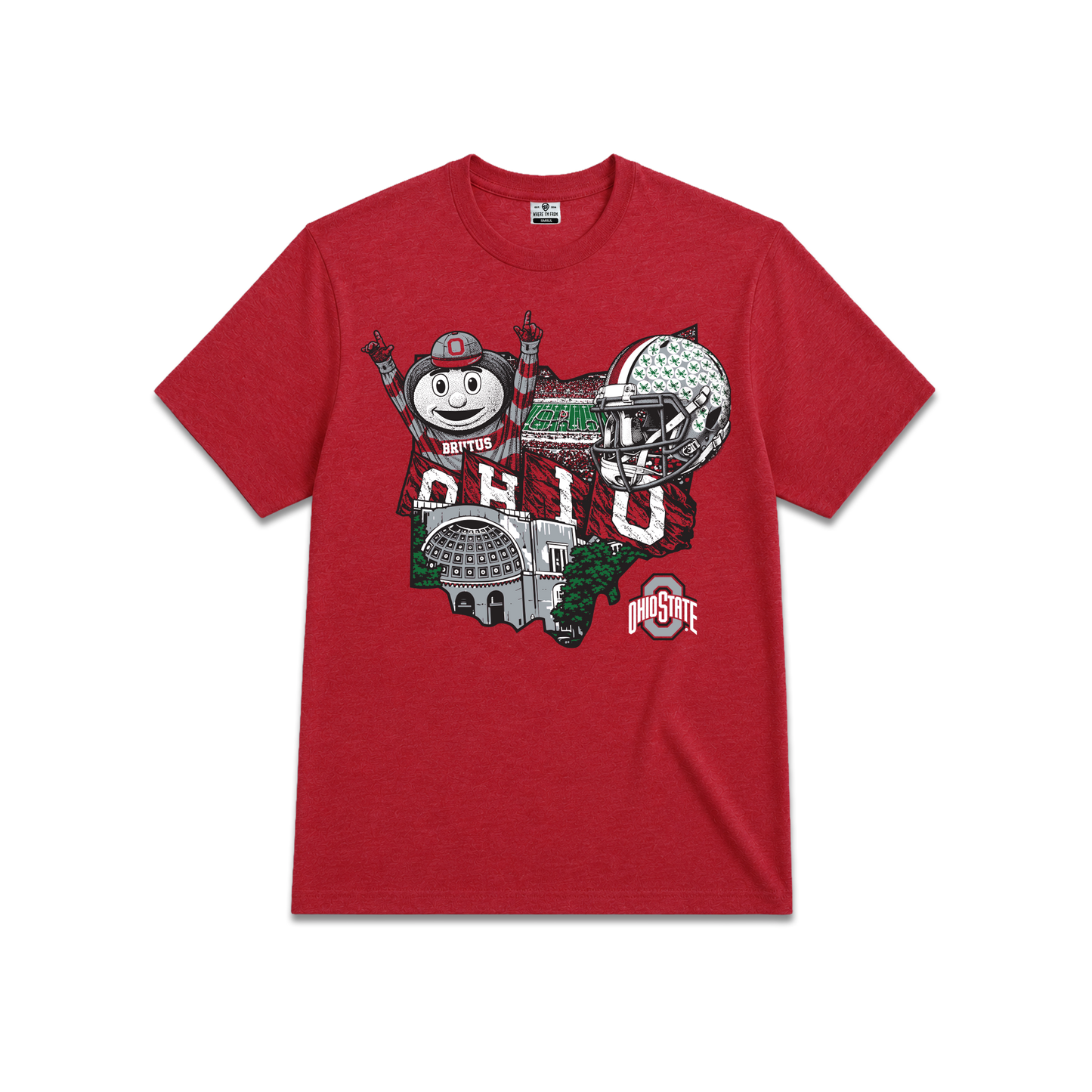 Ohio State Buckeyes Football State T-Shirt - Front View
