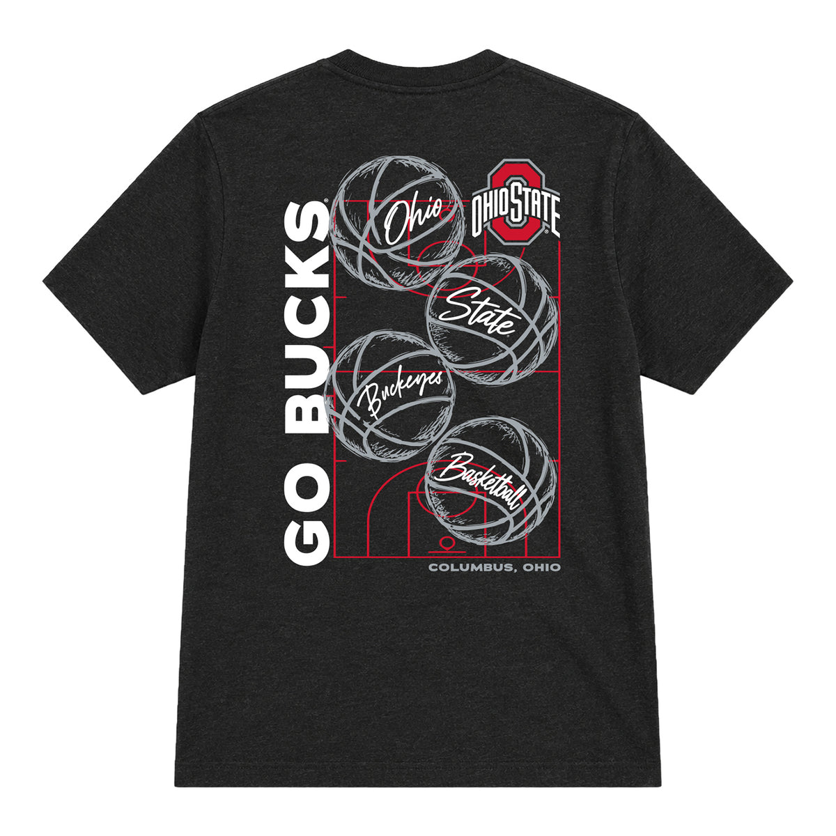 Ohio State Buckeyes WIF Basketball Court Outline T-Shirt