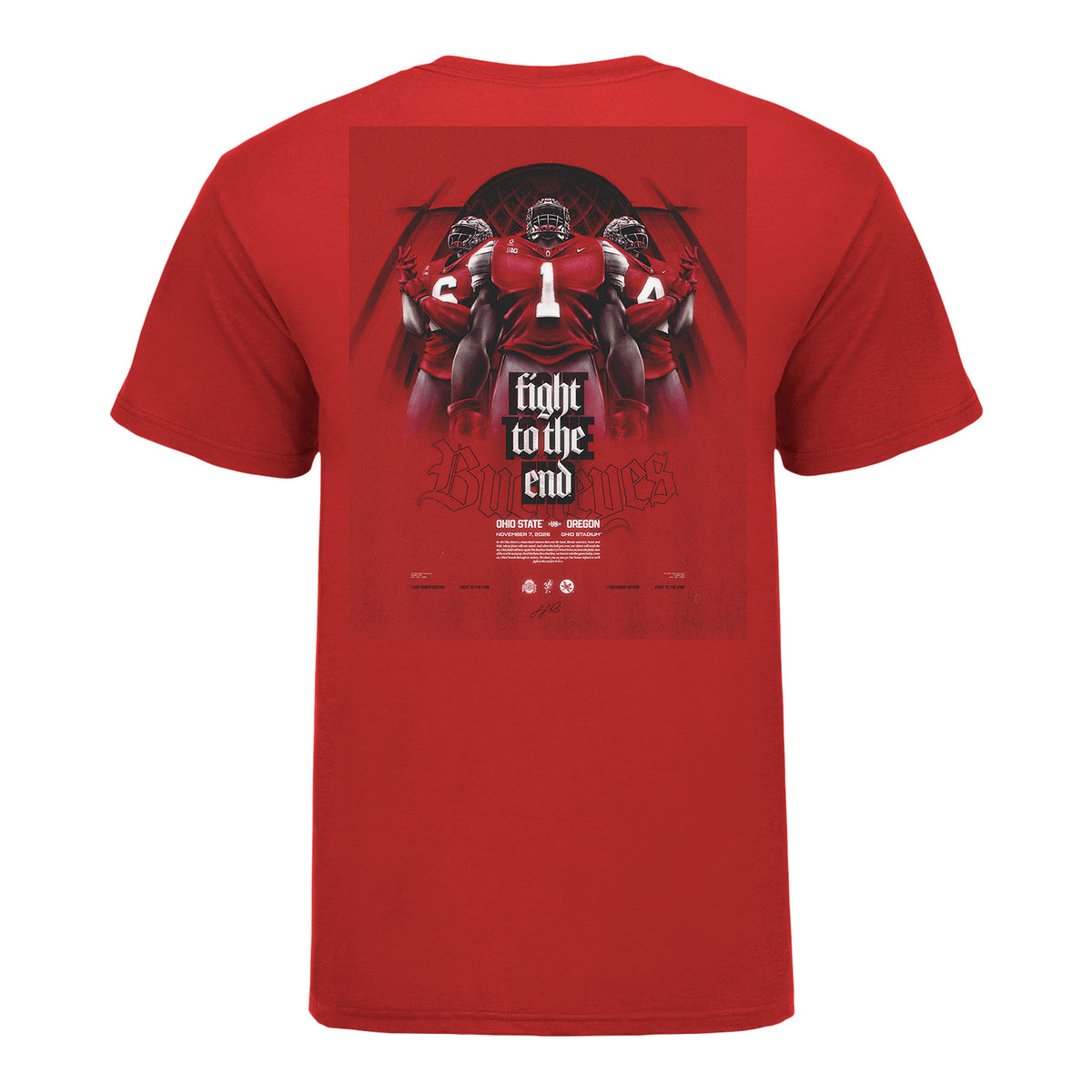 Ohio State Buckeyes vs Oregon 2026 Program T-Shirt - Back View