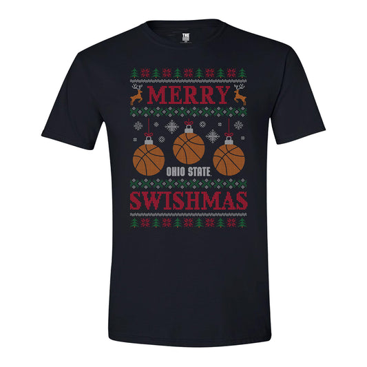 Ohio State Buckeyes Merry Swishmas T-Shirt - Front View