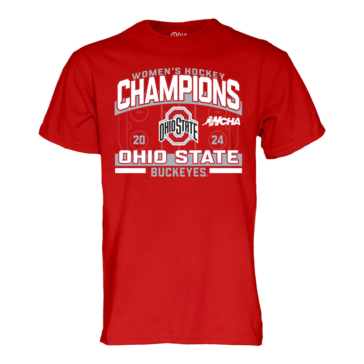 Ohio State Buckeyes Women's Hockey WCHA 2024 Season Champions T-Shirt - Front View
