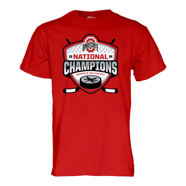 Ohio State Buckeyes Women's Hockey 2024 National Champions T-Shirt - Front View